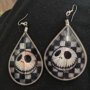 Jack Skellington Black and White Teardrop Earrings NEW